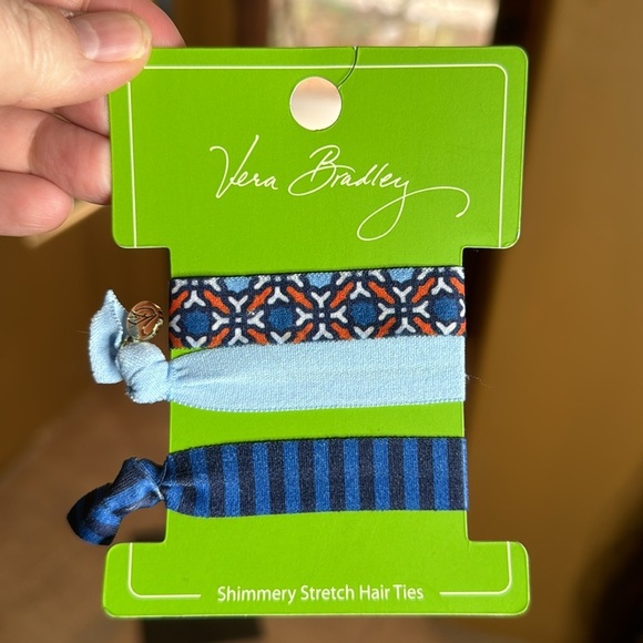 NIP Vera Bradley Shimmery Stretch Hair Tie Set 3 Pc - Picture 2 of 3